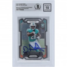 DeVon Achane Miami Dolphins Autographed 2023 Panini Prizm #365 Beckett Fanatics Witnessed Authenticated 10 Rookie Card