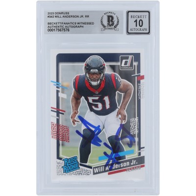 Will Anderson Jr. Houston Texans Autographed 2023 Panini Donruss #342 Beckett Fanatics Witnessed Authenticated 10 Rookie Card