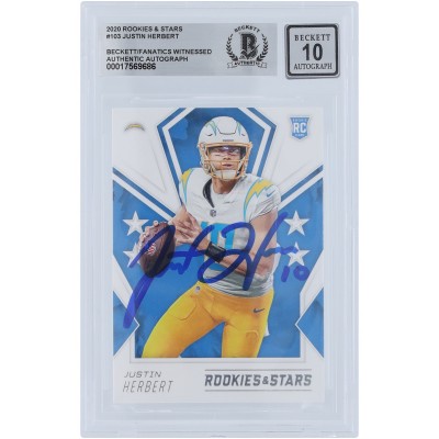 Justin Herbert Los Angeles Chargers Autographed 2020 Panini Rookies & Stars #103 Beckett Fanatics Witnessed Authenticated 10 Rookie Card