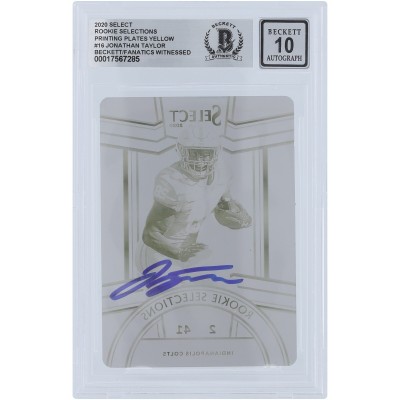 Jonathan Taylor Indianapolis Colts Autographed 2020 Panini Select Yellow Printing Plate #16 #1/1 Beckett Fanatics Witnessed Authenticated 10 Rookie Card