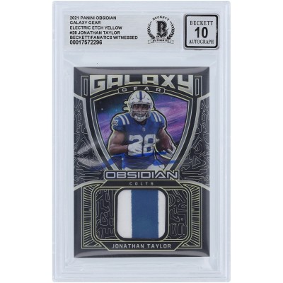 Jonathan Taylor Indianapolis Colts Autographed 2021 Panini Obsidian Electric Etch Yellow Galaxy Gear 2 Color Relic #GG-JT #/25 Beckett Fanatics Witnessed Authenticated 10 Card