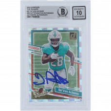 DeVon Achane Miami Dolphins Autographed 2023 Panini Donruss The Rookies #27 Beckett Fanatics Witnessed Authenticated 10 Rookie Card