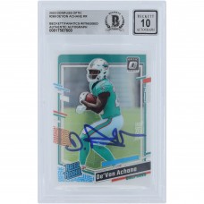 DeVon Achane Miami Dolphins Autographed 2023 Panini Donruss Optic #269 Beckett Fanatics Witnessed Authenticated 10 Rookie Card