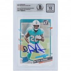 DeVon Achane Miami Dolphins Autographed 2023 Panini Donruss #365 Beckett Fanatics Witnessed Authenticated 10 Rookie Card