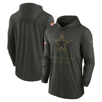 Dallas Cowboys Nike Forest Green 2025 Salute to Service Sideline Dri-FIT Lightweight Hooded Pullover