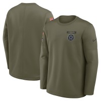 Футболка с длинным рукавом Dallas Cowboys Nike Olive 2025 Salute to Service Sideline Coaches Therma-FIT