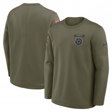 Футболка с длинным рукавом Dallas Cowboys Nike Olive 2025 Salute to Service Sideline Coaches Therma-FIT