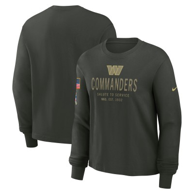 Футболка с длинным рукавом Женская Washington Commanders Nike Dark Green 2025 Salute to Service Sideline Dri-FIT