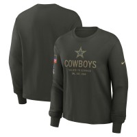 Футболка с длинным рукавом Женская Dallas Cowboys Nike Dark Green 2025 Salute to Service Sideline Dri-FIT