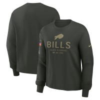 Футболка с длинным рукавом Женская Buffalo Bills Nike Dark Green 2025 Salute to Service Sideline Dri-FIT
