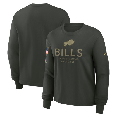 Футболка с длинным рукавом Женская Buffalo Bills Nike Dark Green 2025 Salute to Service Sideline Dri-FIT