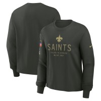 Футболка с длинным рукавом Женская New Orleans Saints Nike Dark Green 2025 Salute to Service Sideline Dri-FIT