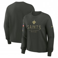 Футболка с длинным рукавом Женская New Orleans Saints Nike Dark Green 2025 Salute to Service Sideline Dri-FIT