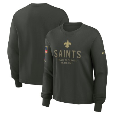 Футболка с длинным рукавом Женская New Orleans Saints Nike Dark Green 2025 Salute to Service Sideline Dri-FIT