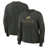 Футболка с длинным рукавом Женская Philadelphia Eagles Nike Dark Green 2025 Salute to Service Sideline Dri-FIT