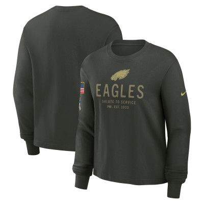 Футболка с длинным рукавом Женская Philadelphia Eagles Nike Dark Green 2025 Salute to Service Sideline Dri-FIT