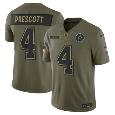 Игровая джерси Dallas Cowboys Dak Prescott Nike Olive 2025 Salute to Service Limited