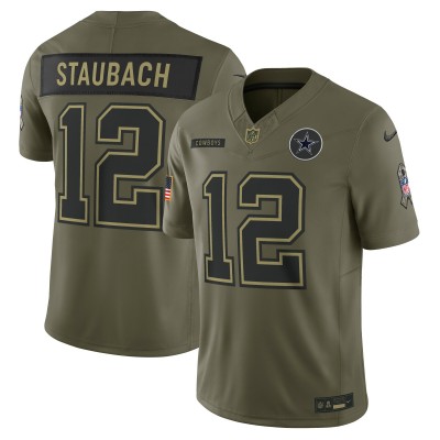 Игровая джерси Dallas Cowboys Roger Staubach Nike Olive 2025 Salute to Service Retired Limited