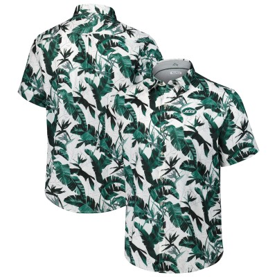 New York Jets Tommy Bahama Green Sunnyvale Blooms Camp Button-Up Shirt
