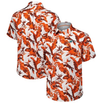 Рубашка с коротким рукавом Miami Dolphins Tommy Bahama Orange Sunnyvale Blooms Camp