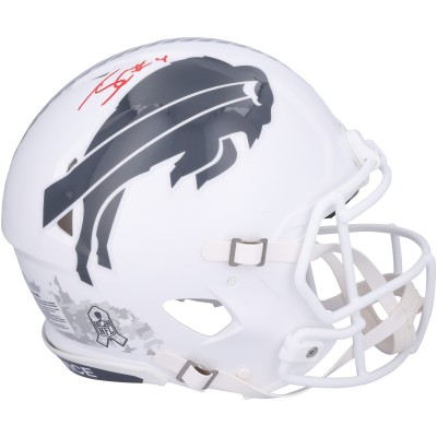 James Cook Buffalo Bills Autographed Fanatics Authentic Riddell 2024 Salute To Service Speed Authentic Helmet