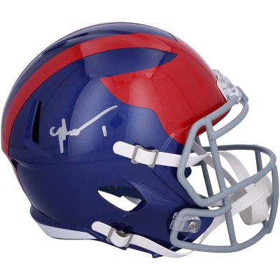 Malik Nabers New York Giants Autographed Fanatics Authentic Riddell 2024 Alternate Speed Replica Helmet