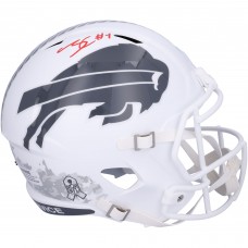 James Cook Buffalo Bills Autographed Fanatics Authentic Riddell 2024 Salute To Service Speed Replica Helmet