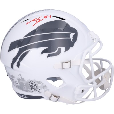 James Cook Buffalo Bills Autographed Fanatics Authentic Riddell 2024 Salute To Service Speed Replica Helmet