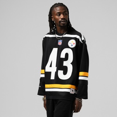 Pittsburgh Steelers Troy Polamalu Mitchell & Ness Black Maxxed Out Fashion Hockey Jersey