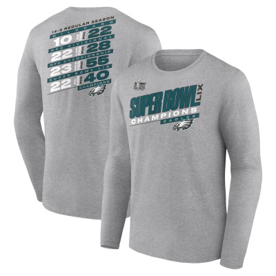 Футболка с длинным рукавом Philadelphia Eagles Super Bowl LIX Champions Counting Points Score - Heather Gray