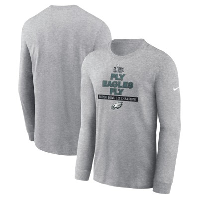 Футболка с длинным рукавом Philadelphia Eagles Nike Super Bowl LIX Champions Local - Heather Gray