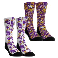 Unisex Minnesota Vikings Justin Jefferson Rock Em Socks 2-Pack Griddy Crew Socks Set