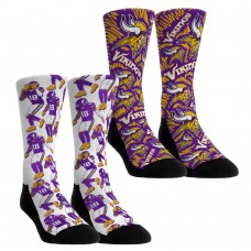 Unisex Minnesota Vikings Justin Jefferson Rock Em Socks 2-Pack Griddy Crew Socks Set