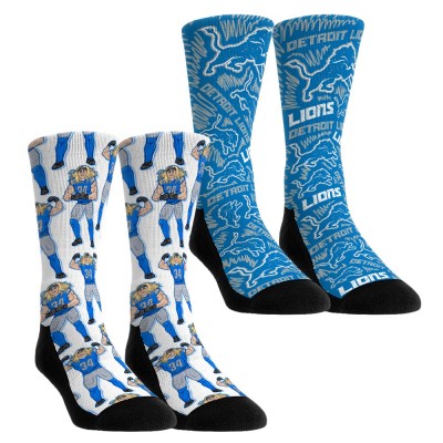 Подростковая Detroit Lions Alex Anzalone Rock Em Socks 2-Pack Reverse Hurdle Crew Socks Set