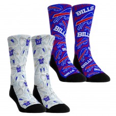 Подростковая Buffalo Bills Josh Allen Rock Em Socks 2-Pack Reverse Hurdle Crew Socks Set Подростковая Buffalo Bills Josh Allen Rock Em Socks 2-Pack Reverse Hurdle Crew Socks Set
