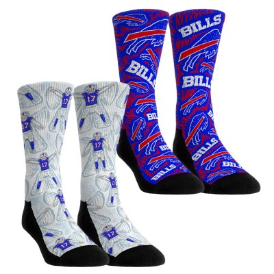 Подростковая Buffalo Bills Josh Allen Rock Em Socks 2-Pack Reverse Hurdle Crew Socks Set