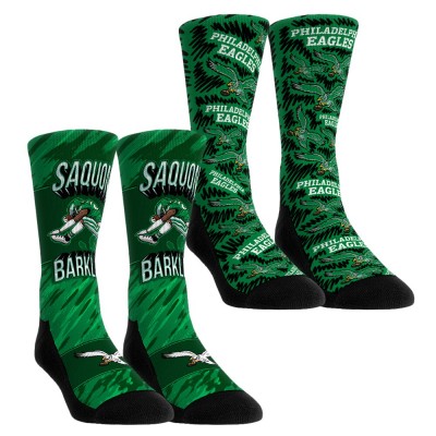 Подростковая Philadelphia Eagles Saquon Barkley Rock Em Socks 2-Pack Reverse Hurdle Crew Socks Set