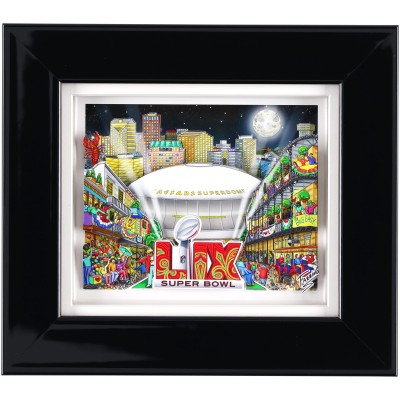 Super Bowl LIX Fanatics Authentic Framed 7 x 8 Deluxe 3D Art Print - Art by Charles Fazzino