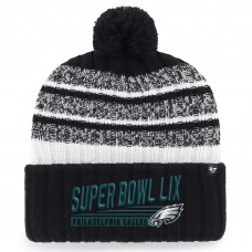 Шапка с помпоном Philadelphia Eagles 47 Super Bowl LIX Tavern Cuffed Knit - Black