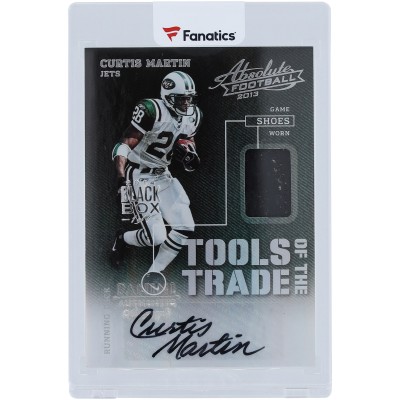 Curtis Martin New York Jets Autographed 2013 Panini Absolute Cleat Relic Black Box #3 #1/1 Card