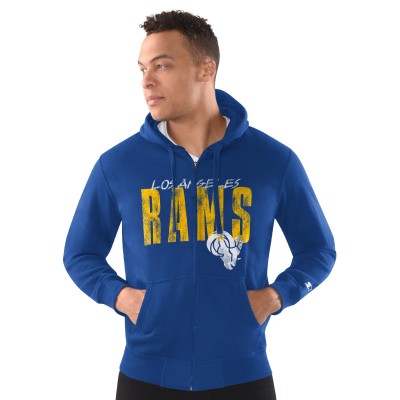 Los Angeles Rams Starter Distressed Classic Full-Zip Hoodie - Royal