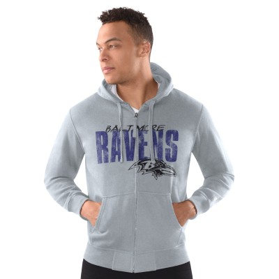 Толстовка на молнии Baltimore Ravens Starter Heather Gray Distressed Classic