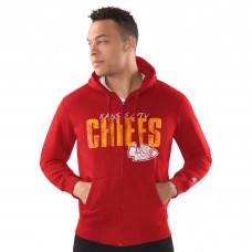 Kansas City Chiefs Starter Red Distressed Classic Full-Zip Hoodie