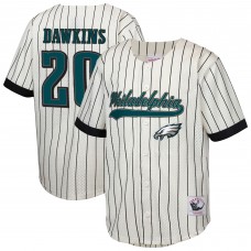 Подростковая Philadelphia Eagles Brian Dawkins Mitchell & Ness Cream Retired Player Name & Number Baseball Jersey