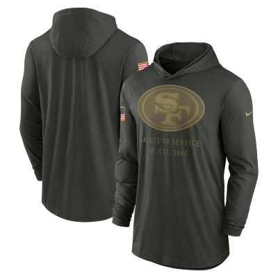 San Francisco 49ers Nike Forest Green 2025 Salute to Service Sideline Dri-FIT Lightweight Hooded Pullover