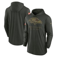 Baltimore Ravens Nike Forest Green 2025 Salute to Service Sideline Dri-FIT Lightweight Hooded Pullover