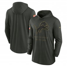 Detroit Lions Nike Forest Green 2025 Salute to Service Sideline Dri-FIT Lightweight Hooded Pullover