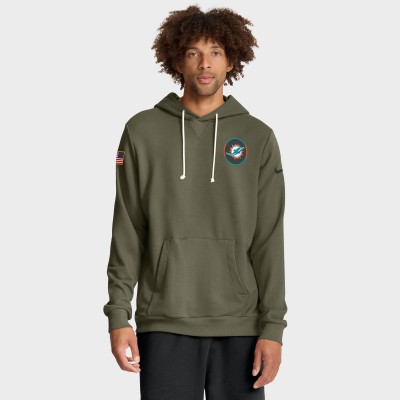 Толстовка Miami Dolphins Nike Olive 2025 Salute to Service Sideline Standard Issue Dri-FIT