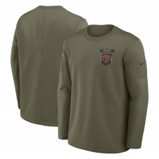 Футболка с длинным рукавом Chicago Bears Nike Olive 2025 Salute to Service Sideline Coaches Therma-FIT