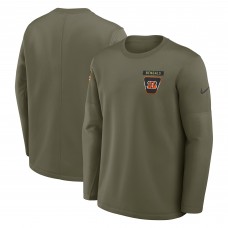Футболка с длинным рукавом Cincinnati Bengals Nike Olive 2025 Salute to Service Sideline Coaches Therma-FIT Футболка с длинным рукавом Cincinnati Bengals Nike Olive 2025 Salute to Service Sideline Coaches Therma-FIT